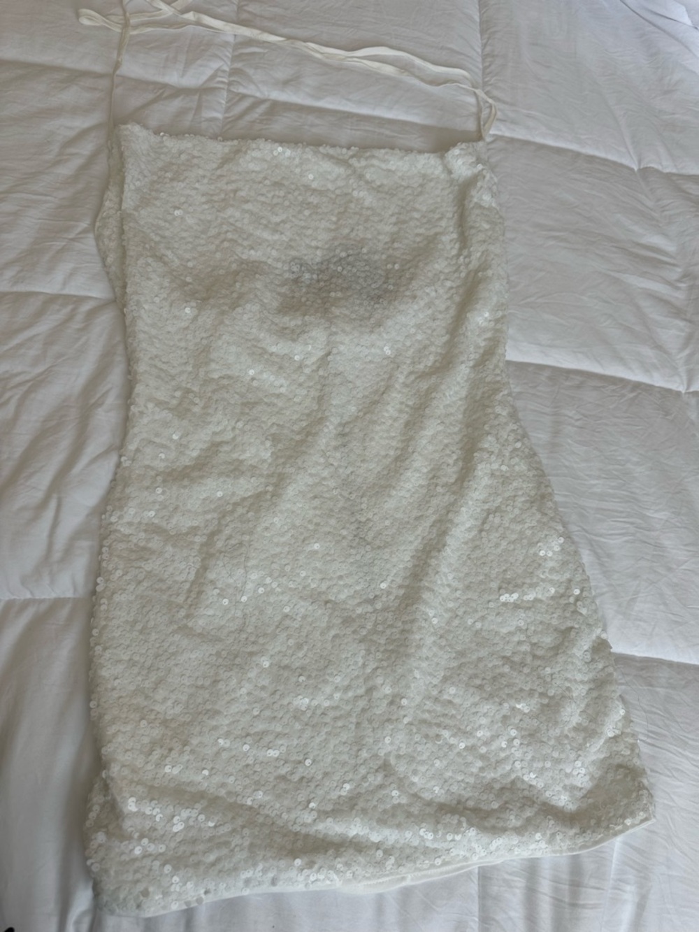 PrettyLittleThing White Sequin Mini Dress